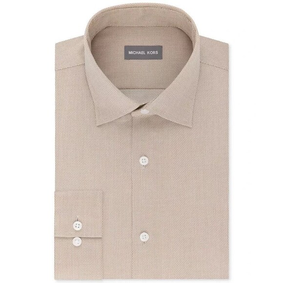 Michael Kors Men's Regular Fit Airsoft  Dress Shirt, Almond, 17.5 36/37US - Picture 1 of 2